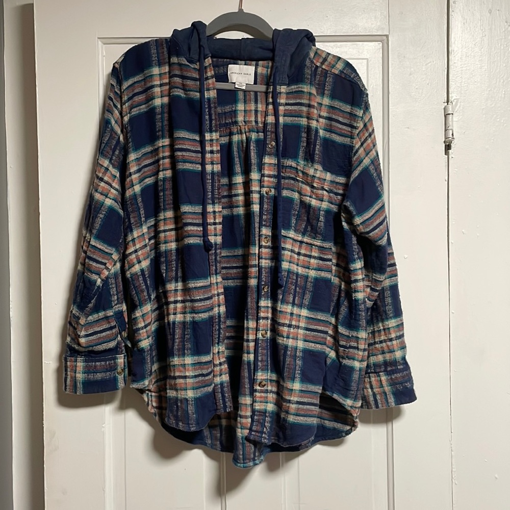 American Eagle hooded flannel